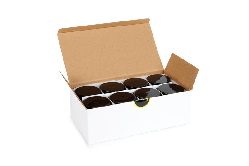 Vivaplex, Clear, 8 ounce, Round Glass Jars, with Black Lids - 8 pack - Image 3